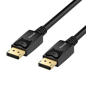 moread displayport to displayport cable, 6 feet, gold-plated display port cable (4k@60hz, 2k@144hz) dp cable compatible with computer, desktop, laptop, pc, monitor, projector - black