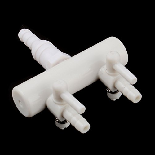 uxcell Plastic Aquarium 2-Way Air Flow Pump Tubing Splitter Control Valve White