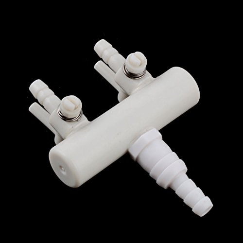 uxcell Plastic Aquarium 2-Way Air Flow Pump Tubing Splitter Control Valve White