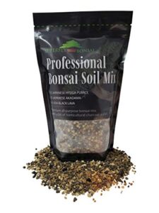 bonsai soil mix - premium professional, all purpose, sifted and ready to use tree potting blend in easy zip bag - akadama, black lava, pumice & charcoal (1.25 quart)