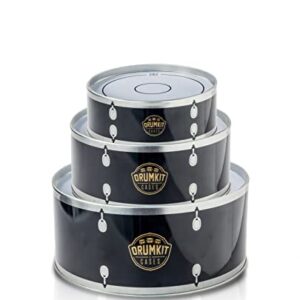 Suck UK Drum Kit Cookie Tins | Cake Container Drums | Nesting Food Storage Containers | Stackable Cake Boxes & Kitchen Accessories | Drummer Gifts & Gifts For Music Lovers | Rocker Cake Storage Tins