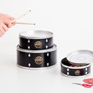 Suck UK Drum Kit Cookie Tins | Cake Container Drums | Nesting Food Storage Containers | Stackable Cake Boxes & Kitchen Accessories | Drummer Gifts & Gifts For Music Lovers | Rocker Cake Storage Tins