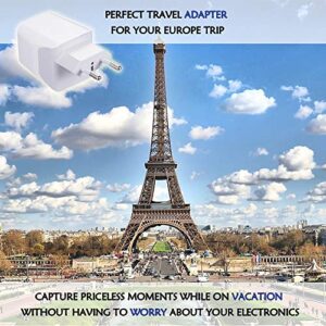 Ceptics Europe Travel Adapter, Ultra Compact Dual USB Power Plug - for European Type C - 3 Inputs - iPhone, Laptop, Galaxy, Cell Phones, Camera Chargers, iWatch & More - CTU-9C