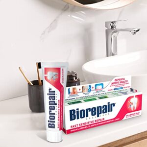 Biorepair: "Fast Sensitive Repair" Toothpaste with microRepair, New Formula - 2.5 Fluid Ounce (75ml) Tube [ Italian Import ]