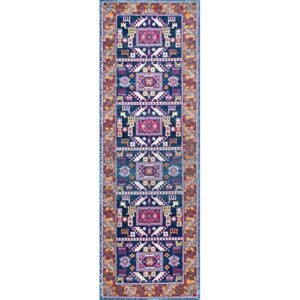 nuLOOM Marisela Tribal Runner Rug, 2' 8" x 8', Navy