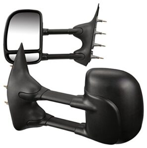 dna motoring twm-010-t222-bk pair of manual adjustment towing side mirrors compatible with 03-14 e-150 e-250 e-350 e-450 e-550 / econoline,black housing