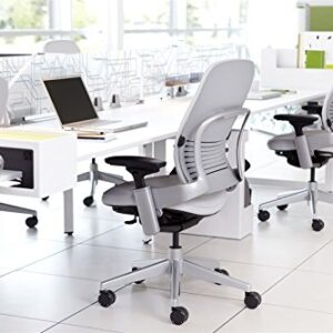 Steelcase Leap Task Chair: Black Base - 4D Adjustable Arms - Headrest - Standard Carpet Casters