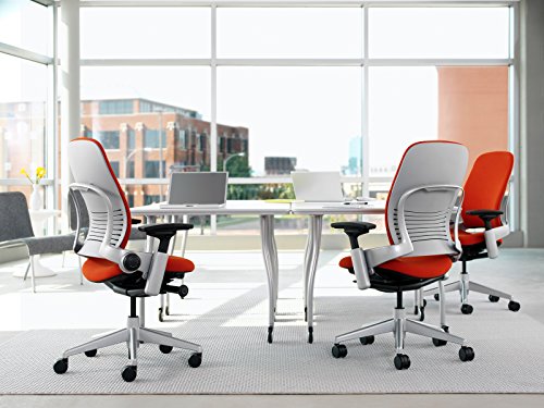 Steelcase Leap Task Chair: Black Base - 4D Adjustable Arms - Headrest - Standard Carpet Casters