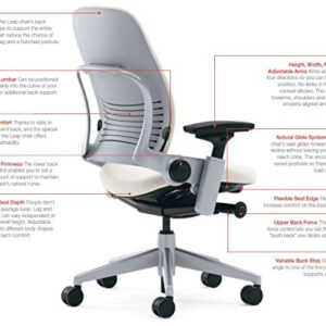 Steelcase Leap Task Chair: Black Base - 4D Adjustable Arms - Headrest - Standard Carpet Casters