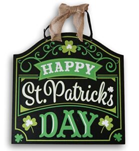 ''happy st. patrick's day'' decor sign green hanging st. pat's decoration - 12'' x 12''