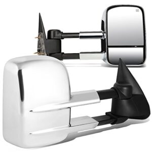 pair of chrome power heated telescoping side towing mirrors compatible with chevy/gmc silverado sierra gmt800 99-02