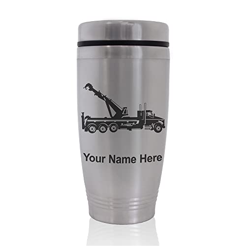 Commuter Travel Mug, Tow Truck Wrecker, Personalized Engraving Included