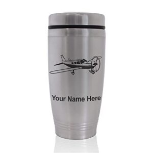 skunkwerkz commuter travel mug, low wing airplane, personalized engraving included