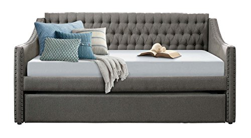 Homelegance Tulney Fabric Upholstered Daybed with Trundle, Twin, Dark Gray