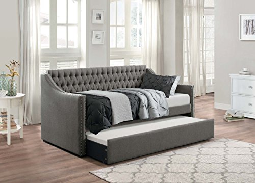 Homelegance Tulney Fabric Upholstered Daybed with Trundle, Twin, Dark Gray