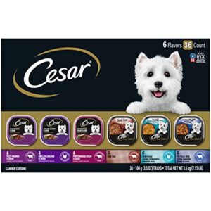cesar wet dog food home delights & classic loaf in sauce variety pack, (36) 3.5 oz. easy peel trays
