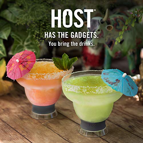 Host Freeze Stemless Margarita Glasses, Double Walled insulated Margarita Cups, Frozen Cocktail Glass, Plastic Chilled Drinkware, Margarita Gift, set of 2, 12oz, Green