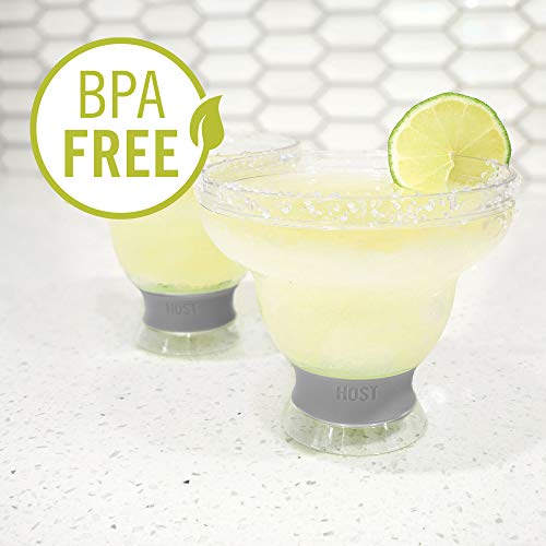 Host Freeze Stemless Margarita Glasses, Double Walled insulated Margarita Cups, Frozen Cocktail Glass, Plastic Chilled Drinkware, Margarita Gift, set of 2, 12oz, Green