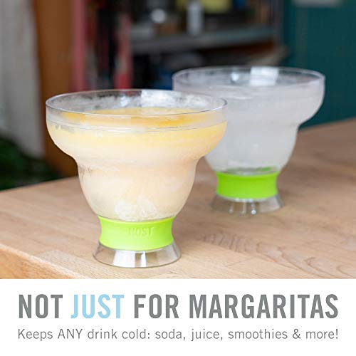 Host Freeze Stemless Margarita Glasses, Double Walled insulated Margarita Cups, Frozen Cocktail Glass, Plastic Chilled Drinkware, Margarita Gift, set of 2, 12oz, Green