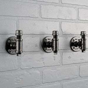 PIPE DECOR Robe and Towel Single Hook Kit Heavy Duty DIY Style, Rustic and Chic Industrial Iron Pipe with Electroplated Black Finish, Wall Mounted, Mounting Hardware Included, Oil + Rust Free (3)