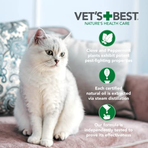 Vet's Best Flea and Tick Home Spray for Cats - Flea Treatment for Cats and Home - Plant-Based Formula - Certified Natural Oils - 32 oz