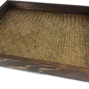 Serving Tray Wooden Handmade Bamboo Oriental Vintage Restaurant Wooden Handcraft 11.5 x 15 Inches