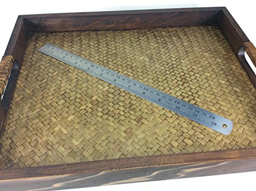 Serving Tray Wooden Handmade Bamboo Oriental Vintage Restaurant Wooden Handcraft 11.5 x 15 Inches