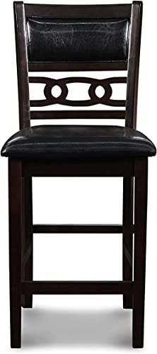 New Classic Furniture Gia 5-Piece Round Counter Height Dining Set with 1 Dining Table and 4 Chairs, 42-Inch, Ebony