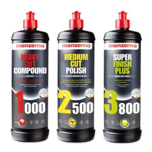 menzerna super 3800, medium 2500, and heavy 1000 polishing compound kit