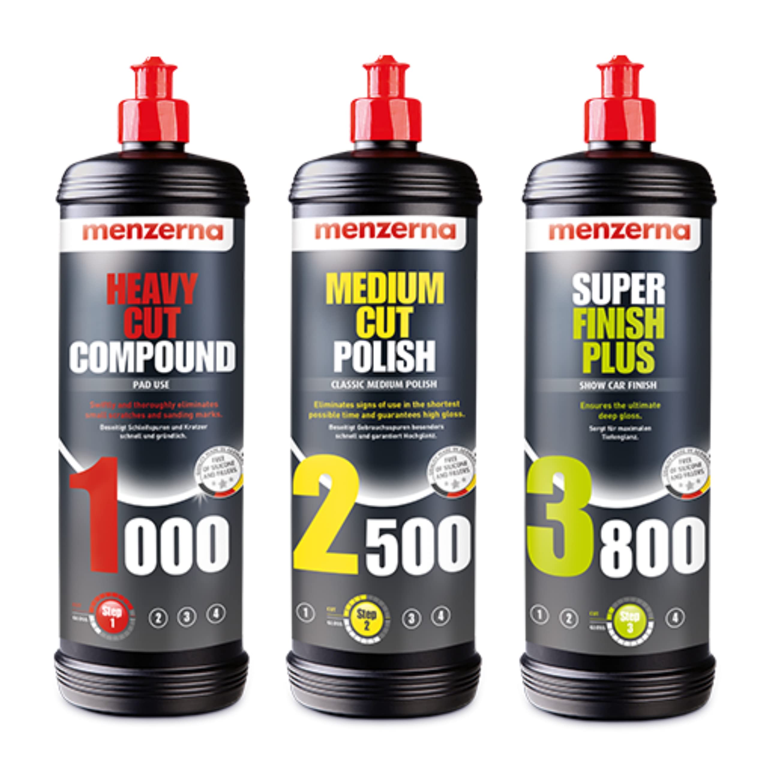 Menzerna Super 3800, Medium 2500, and Heavy 1000 Polishing Compound Kit