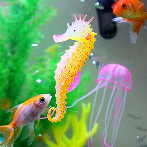 Bestgle 3Pcs Aquarium Ornament Glowing Floating Effect Artificial Sea Horse for Fish Tank Decoration