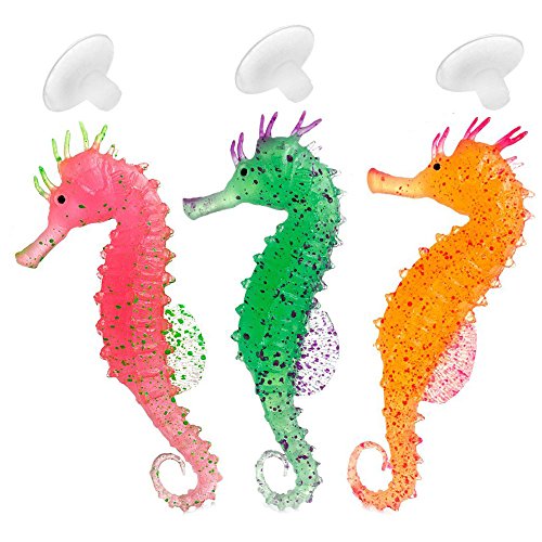 Bestgle 3Pcs Aquarium Ornament Glowing Floating Effect Artificial Sea Horse for Fish Tank Decoration