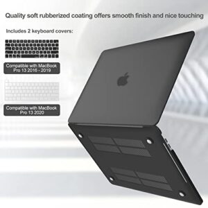Procase MacBook Pro 13 Case 2019 2018 2017 2016 Release A2159 A1989 A1706 A1708, Hard Case Shell Cover and Keyboard Skin Cover for Apple MacBook Pro 13 Inch with/Without Touch Bar and Touch ID –Black (PC-08360224)