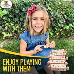 Montessori Alphabet Beginning Reader Letter Blocks, Phonics Games and Toys for Kindergarten Age Boys and Girls, Best Montessori Toys for 3 4 5 and 6 Year Olds. CVC Builders Make Learning Fun!