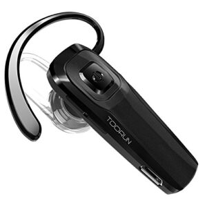 toorun bluetooth headset, m26 bluetooth earpiece handsfree v5.0 wireless headphone with noise cancelling and microphone compatible for android iphone cell phone laptop - black