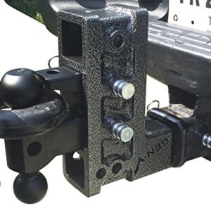GEN-Y GH-526 MEGA-Duty Adjustable 12.5" Drop Hitch with GH-051 Dual-Ball, GH-032 Pintle Lock for 2" Receiver - 16,000 LB Towing Capacity - 2,000 LB Tongue Weight