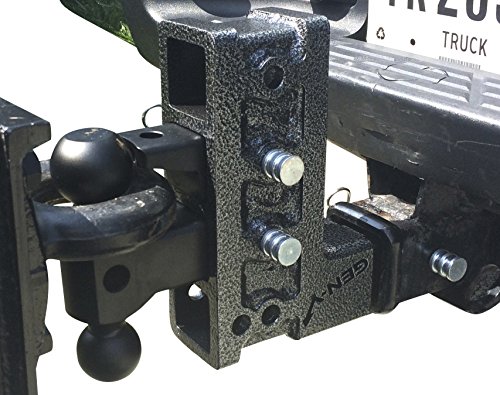 GEN-Y GH-526 MEGA-Duty Adjustable 12.5" Drop Hitch with GH-051 Dual-Ball, GH-032 Pintle Lock for 2" Receiver - 16,000 LB Towing Capacity - 2,000 LB Tongue Weight