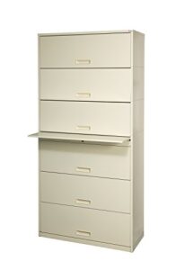 datum storage stak-n-lok 200 series 6h open shelf with receding doors and locking cabinet, 36", bone white