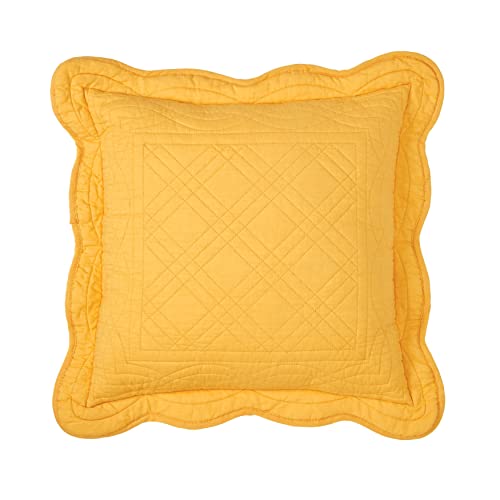 BrylaneHome Florence 16" Square Pillow, Dandelion Yellow White