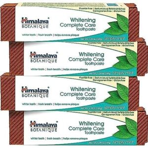 himalaya botanique complete care whitening toothpaste, simply mint, for a clean mouth, whiter teeth and fresh breath, 5.29 oz, 4 pack