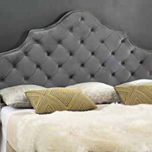 Safavieh Mercer Collection Arebelle Pewter Velvet Headboard, King, Grey