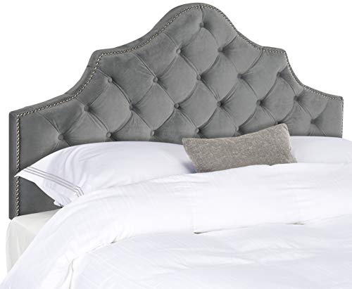 Safavieh Mercer Collection Arebelle Pewter Velvet Headboard, King, Grey