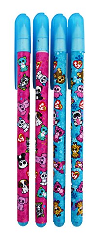 Ty Beanie Boos Ball Point Pens, Blue Ink, Medium Point Nib, 4 Pack (838-5)