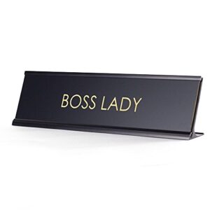 boss lady - black desk name plate for boss