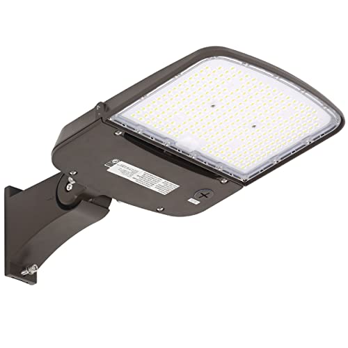 hykolity 150W/200W Switchable LED Parking Lot Light, 150LM/W LED Street Lighting with Dusk to Dawn Photocell [400W-600W HPS Equiv.] 5000K 100-277V, Commercial Adjustable Arm Mount LED Shoebox Light