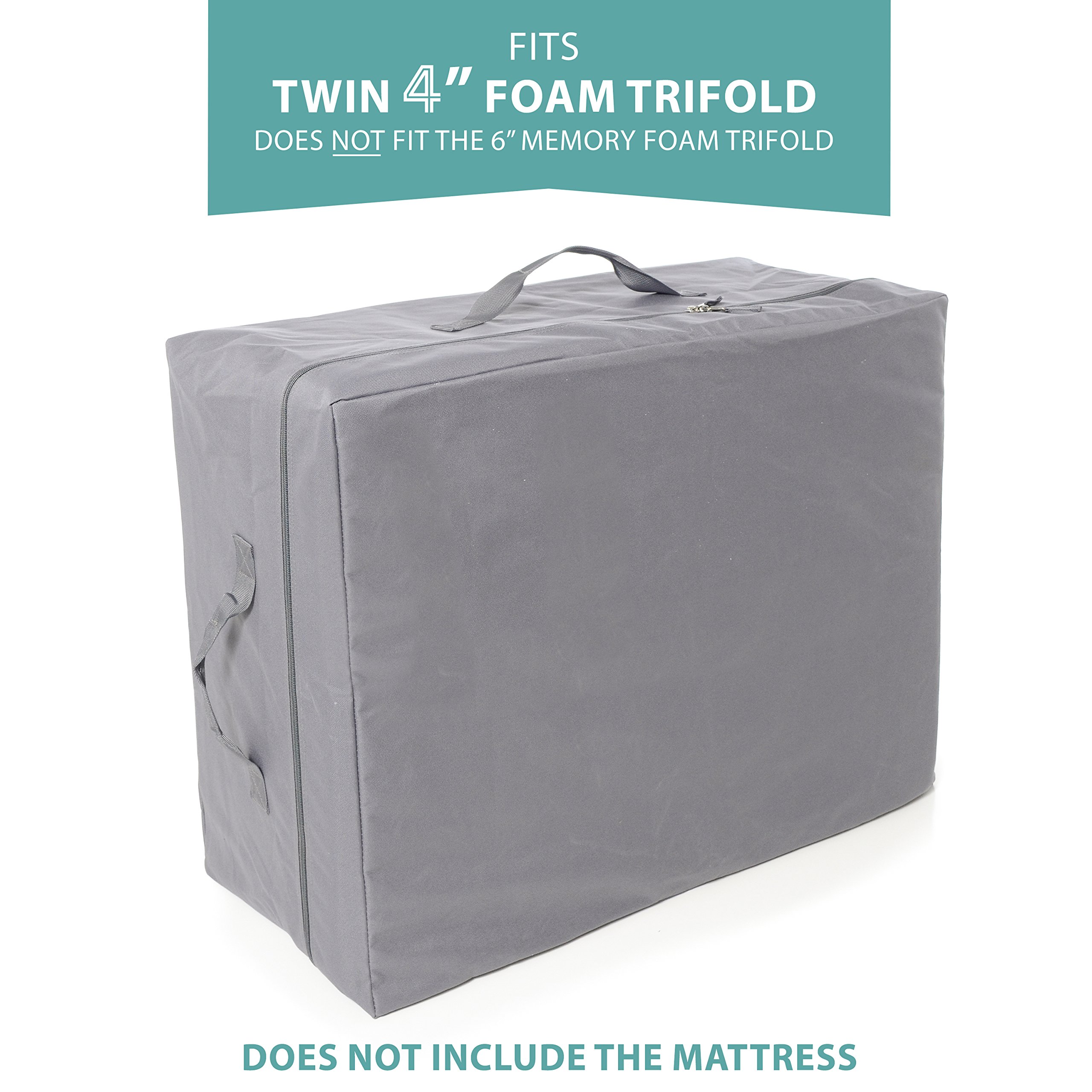 Milliard Polyester Carry Case Tri-Fold Mattress 4 inch Twin (Does Not Fit 6 inch), Grey