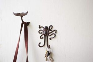 kalalou cast iron octopus wall hook, one size, brown