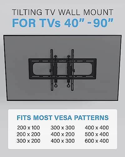 SANUS Advanced Tilt Premium Universal TV Wall Mount for 46” to 90” Flat-Panel TVs - Low Profile, Smooth Extension & Easy to Install - Model VLT6-B1