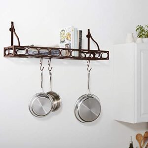 Old Dutch Bookshelf Pot Rack, 36.25x9x12, Bronze