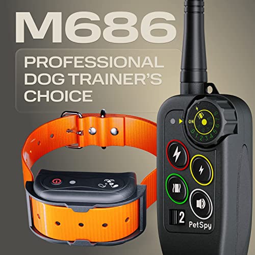 PetSpy M686 Premium Dog Training Shock Collar, 1100 Yards, Medium to Large Dogs, with Vibration, Electric Shock and Beep, Waterproof, Remote Trainer (Gen 1 Black)